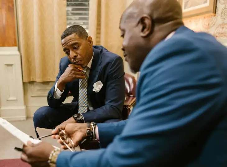 Business team discussing funding options